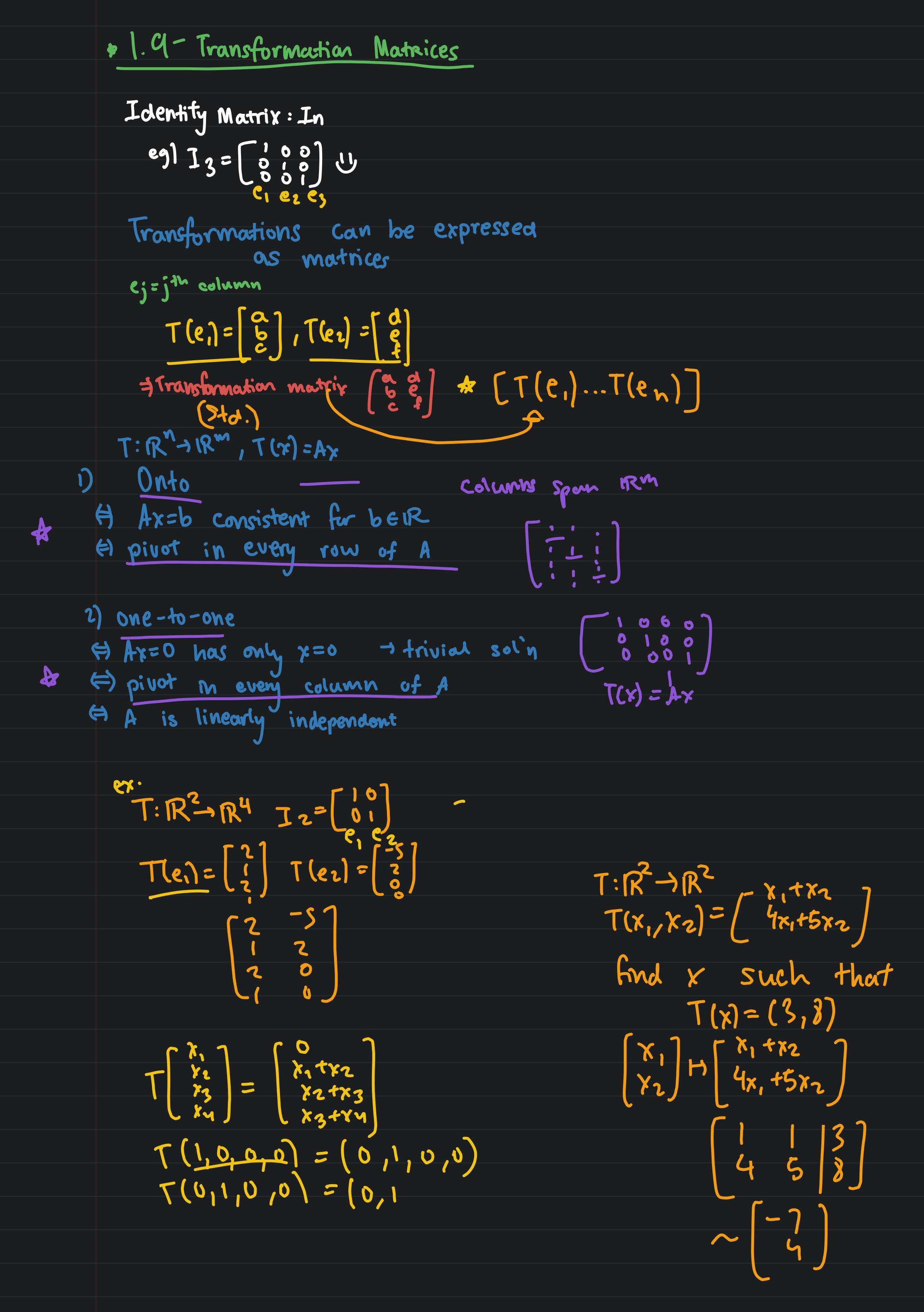 1.9 — The Matrix of a Linear Transformation