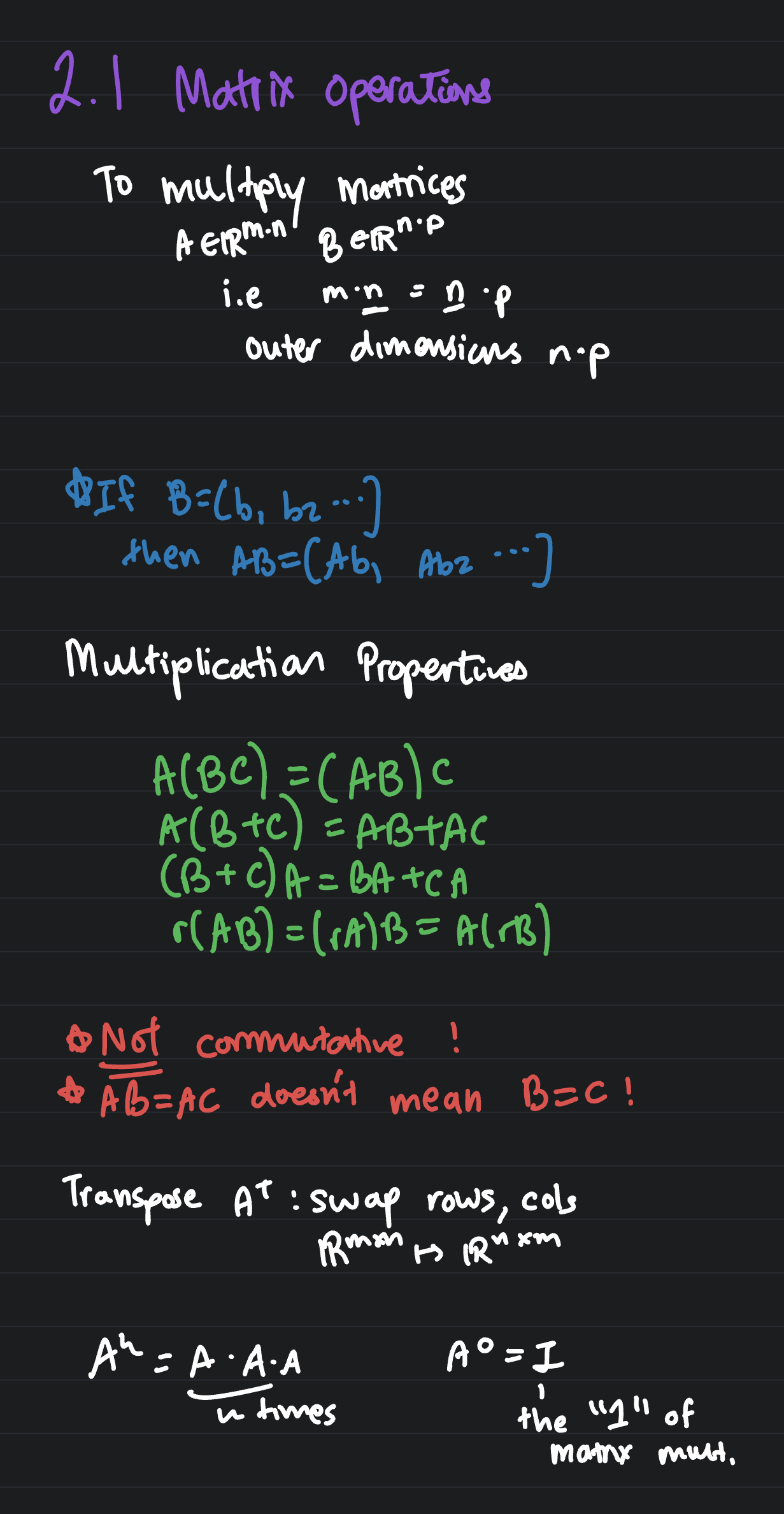2.1 — Matrix Operations